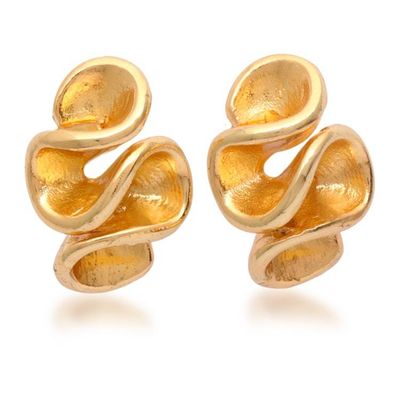 Alternate image for Whimsical High-Polished 18k Gold-Plated Button Earrings Immortal Brushstrokes