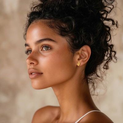 Alternate image for Whimsical High-Polished 18k Gold-Plated Button Earrings Immortal Brushstrokes