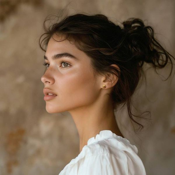 Alternate image for High-Polished 18k Gold-Plated Yarn Button Earrings from Bali Weaving Victory