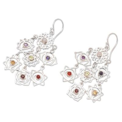 Alternate image for Multi-Gemstone Sterling Silver Dangle Earrings Divine Connection
