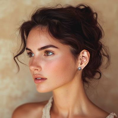 Alternate image for Sterling Silver and Grey Cultured Pearl Rose Button Earrings White Bouquet