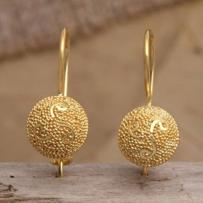 Primary image for Hand Made Gold-Plated Sterling Silver Drop Earrings Golden Happiness