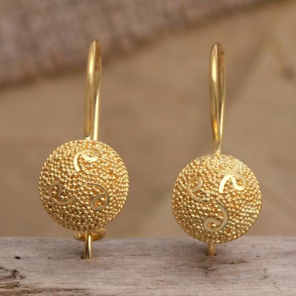 Alternate image for Hand Made Gold-Plated Sterling Silver Drop Earrings Golden Happiness