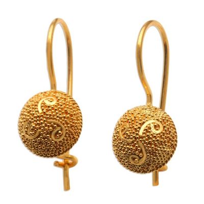 Alternate image for Hand Made Gold-Plated Sterling Silver Drop Earrings Golden Happiness