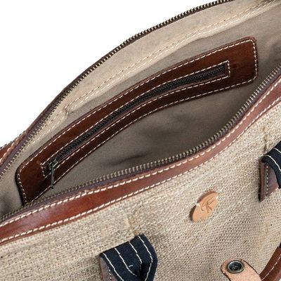 Alternate image for Adjustable Leather-Accented Natural Fiber Shoulder Hand Bag New Versatility