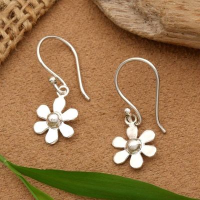 Primary image for Spring-Themed High-Polished Sterling Silver Dangle Earrings Petals in Heaven