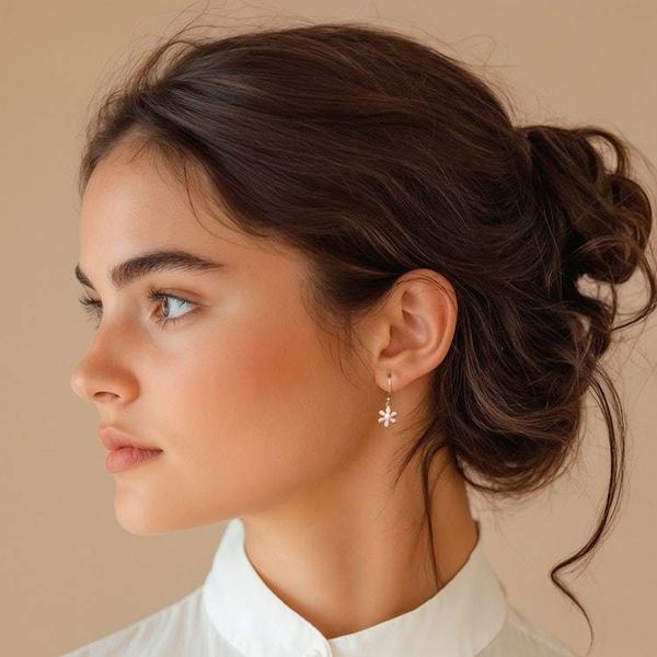 Alternate image for Spring-Themed High-Polished Sterling Silver Dangle Earrings Petals in Heaven