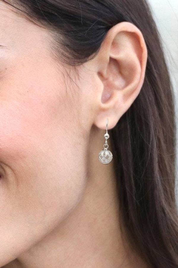 Alternate image for Swaying Ball-Themed Filigree Sterling Silver Dangle Earrings Ornate Balls