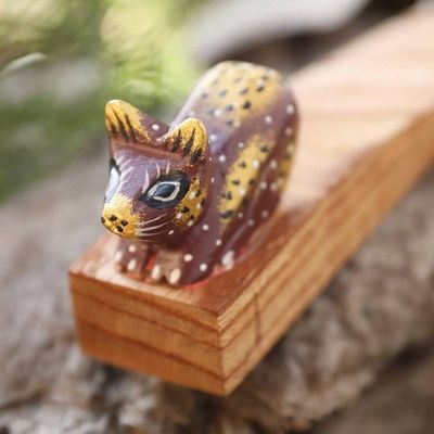 Alternate image for Handcrafted Jempinis Wood Door Stop with Painted Cat Feline Entrance