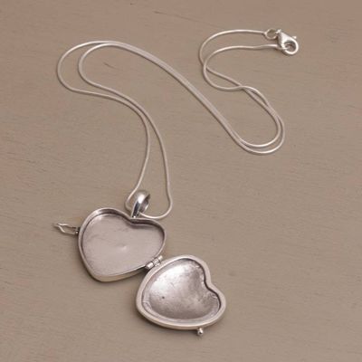 Alternate image for Koi Fish Heart Shaped Sterling Silver Locket Necklace Koi Couple