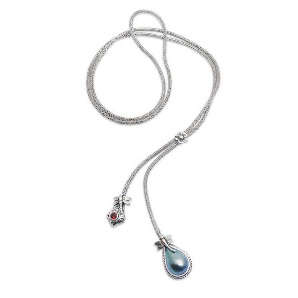 Alternate image for Dragonfly Gold-Accented Mabe Pearl Garnet Lariat Necklace Dragonfly Glam
