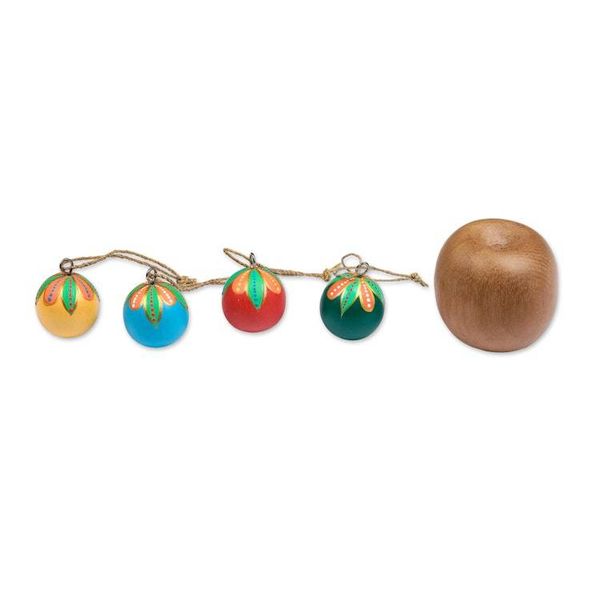 Alternate image for Hand-Painted Wood Globe Christmas Ornaments Set of 4 Colorful Holiday Globes