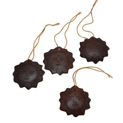 Alternate image for Handmade Sun Coconut Shell Ornaments from Bali Set of 4 Tegalalang Sun