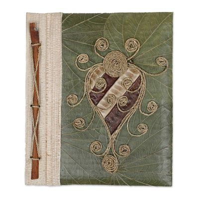 Alternate image for Turtle-Themed Natural Fiber Journal with 41 Rice Paper Pages Twirly Turtle