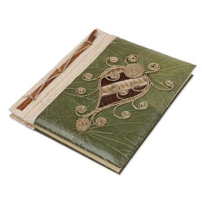 Alternate image for Turtle-Themed Natural Fiber Journal with 41 Rice Paper Pages Twirly Turtle