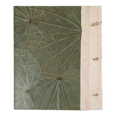 Alternate image for Handmade Natural Fiber Floral Journal with Green Leaves Magnolia Memories
