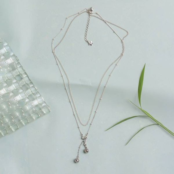 Alternate image for Sterling Silver Two-Strand Lariat Necklace with Vine Motifs Layering Flair