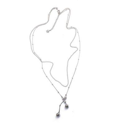 Alternate image for Sterling Silver Two-Strand Lariat Necklace with Vine Motifs Layering Flair