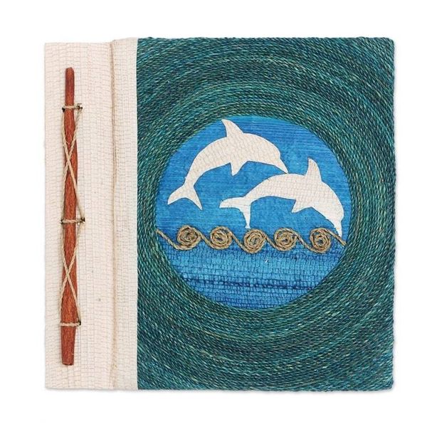 Alternate image for Natural Fiber Dolphin Journal in Blue Pisces Sign in Blue