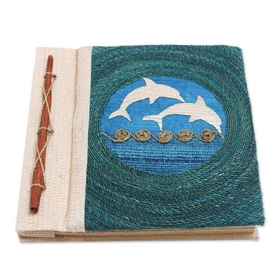 Alternate image for Natural Fiber Dolphin Journal in Blue Pisces Sign in Blue
