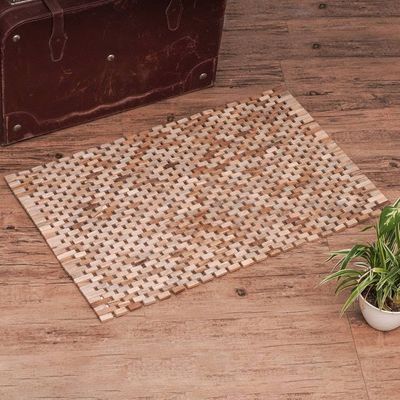 Alternate image for Handcrafted Teak Wood Mat from Bali 33 in. Surabaya Sidewalk