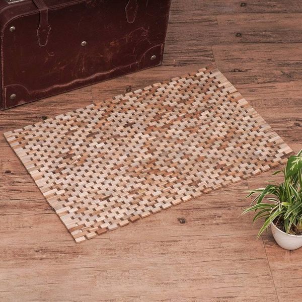 Alternate image for Handcrafted Teak Wood Mat from Bali 33 in. Surabaya Sidewalk