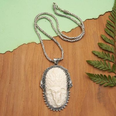 Primary image for Mens Sterling Silver Pendant Necklace God Ganesha Ganapati Ganapati in Paradise