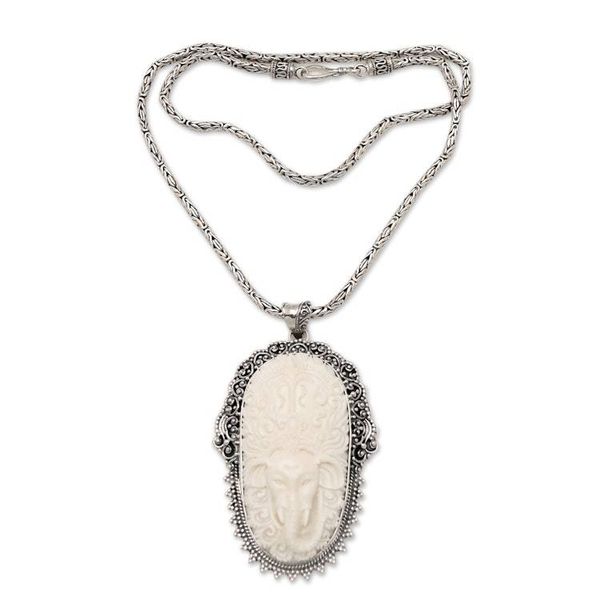 Alternate image for Mens Sterling Silver Pendant Necklace God Ganesha Ganapati Ganapati in Paradise