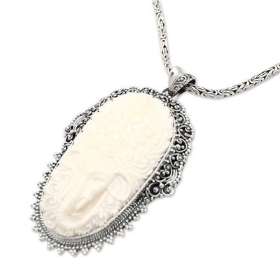 Alternate image for Mens Sterling Silver Pendant Necklace God Ganesha Ganapati Ganapati in Paradise