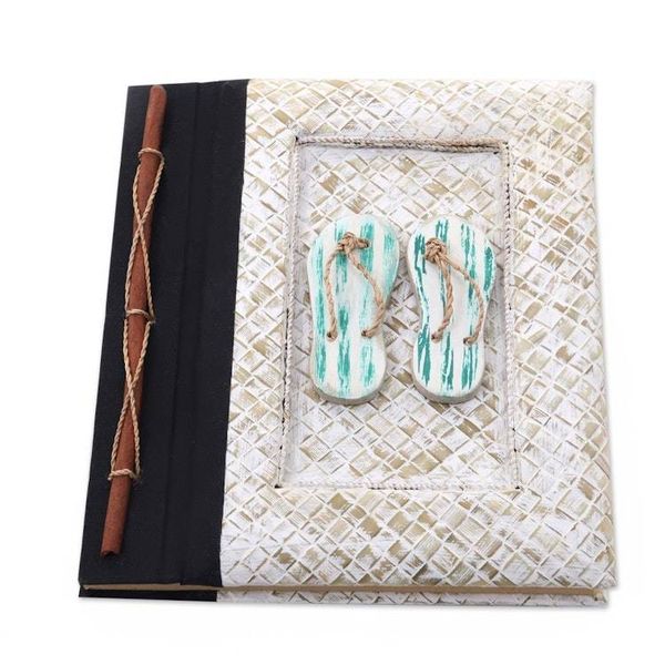 Alternate image for Balinese 50-page Rice Paper Journal with Natural Fiber Cover The Path Is Green