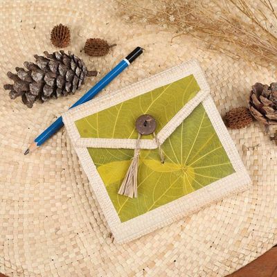 Alternate image for Eco-Friendly 35-Page Natural Fiber Notebook in Green-Yellow My Yellow Journey