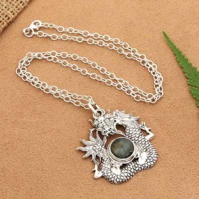 Alternate image for Basuki Dragon Natural Labradorite Cabochon Pendant Necklace Basuki Intuition