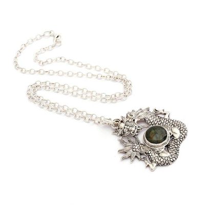 Alternate image for Basuki Dragon Natural Labradorite Cabochon Pendant Necklace Basuki Intuition