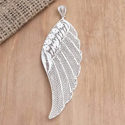 Primary image for Handmade Sterling Silver Filigree Pendant from Java Under Wing
