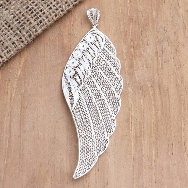 Alternate image for Handmade Sterling Silver Filigree Pendant from Java Under Wing