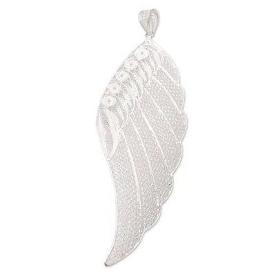 Alternate image for Handmade Sterling Silver Filigree Pendant from Java Under Wing