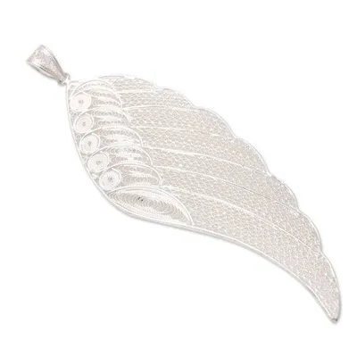 Alternate image for Handmade Sterling Silver Filigree Pendant from Java Under Wing