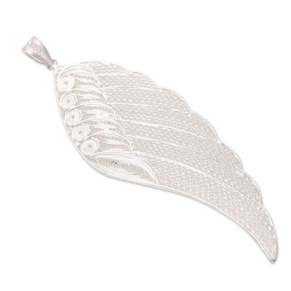 Alternate image for Handmade Sterling Silver Filigree Pendant from Java Under Wing