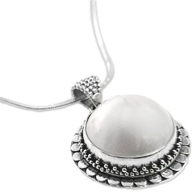 Alternate image for Cultured Mabe Pearl Sterling Silver Pendant Necklace Full Moons Glow