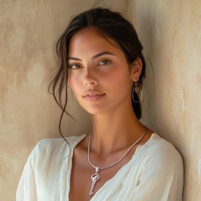 Alternate image for Gold-Accented Citrine Garnet Amethyst Silver Key Necklace Key of Friendship