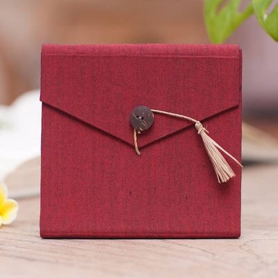 Alternate image for Handcrafted Red Natural Fiber Notebook from Bali Red Voyage