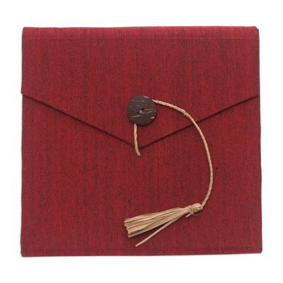 Alternate image for Handcrafted Red Natural Fiber Notebook from Bali Red Voyage