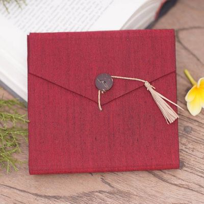 Alternate image for Handcrafted Red Natural Fiber Notebook from Bali Red Voyage
