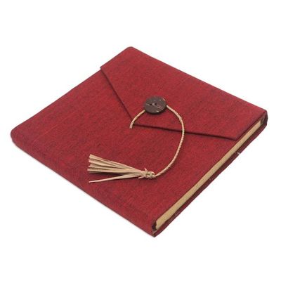 Alternate image for Handcrafted Red Natural Fiber Notebook from Bali Red Voyage