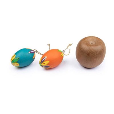 Alternate image for 2 Colorful Hand-Carved Painted Wood Egg Christmas Ornaments Colorful Holiday Eggs