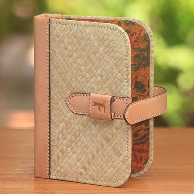 Alternate image for Beige Woven Pandanus Leaf Six-Ring Binder for Journal Archers Mark