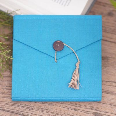 Alternate image for Handcrafted Blue Natural Fiber Notebook from Bali Blue Voyage