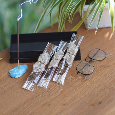 Alternate image for Buddha-Themed Blue Ceramic Incense Set with 18 Sticks Blue Vesak Celebration