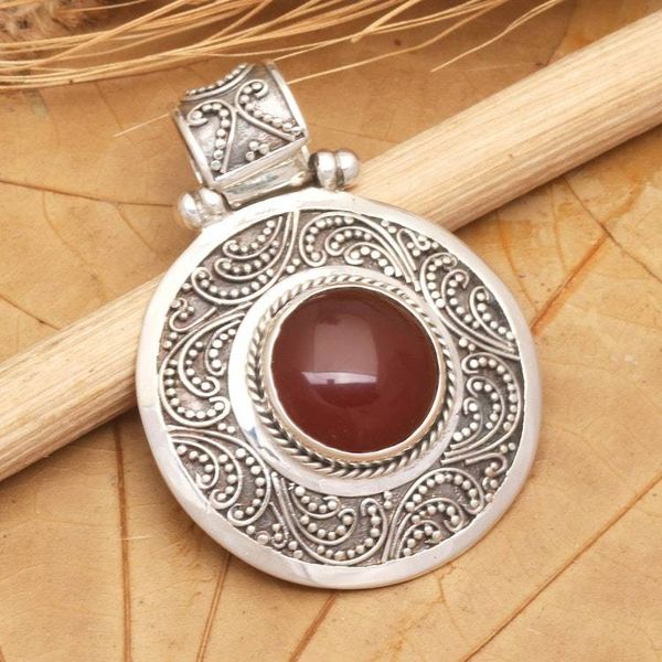Alternate image for Sterling Silver and Carnelian Pendant Luxury