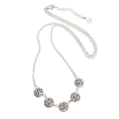 Primary image for Blue Topaz Silver Pendant Necklace with Vine Theme from Bali Botanical Bliss